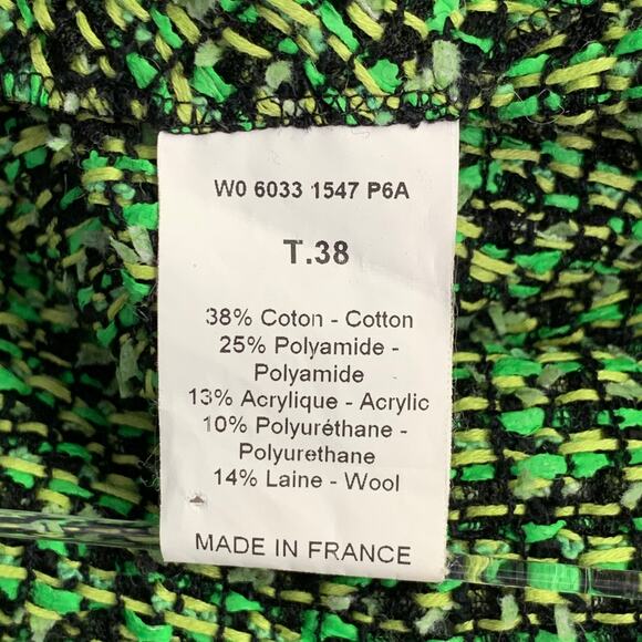 LANVIN 2012 Size 4 Green Black Cotton Blend Boucle Short Sleeve Skirt Set - Picture 7 of 11